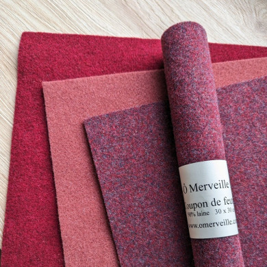 PROMO Coupon de feutre de laine bordeaux chiné 21 x 152 cm (11)