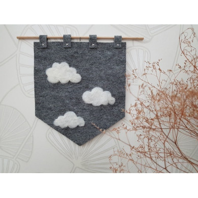 PROMO Grand coupon de feutre de laine gris chiné 34 x 118 cm (15)