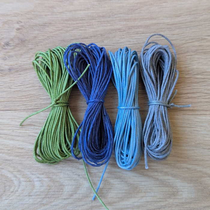 PROMO Lot de 4 bobines de fil de coton ciré 1mm bleu vert