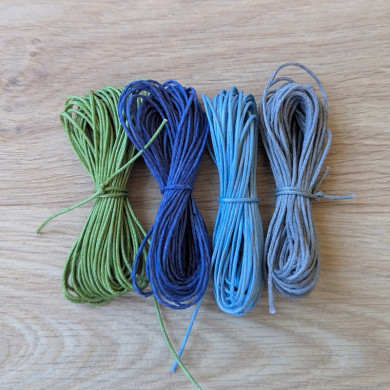 PROMO Lot de 4 bobines de fil de coton ciré 1mm bleu vert