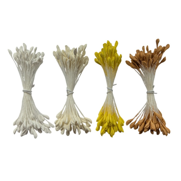 100 pistils plats coloris jaune pour fleurs en papier C