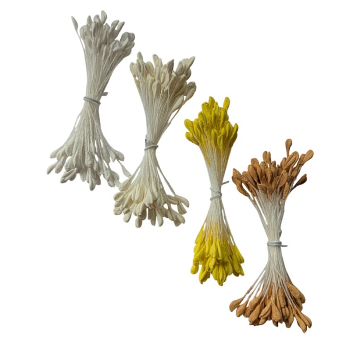 100 pistils plats coloris jaune pour fleurs en papier C