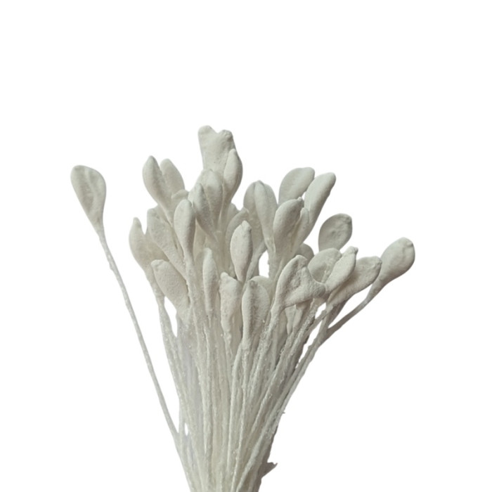 100 pistils plats coloris blanc pour fleurs en papier A