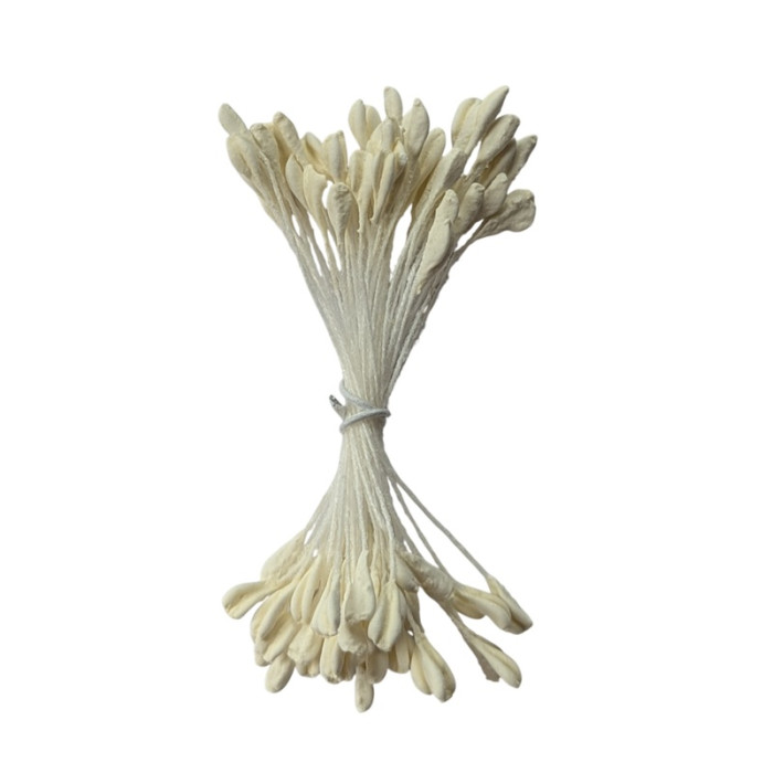 100 pistils plats coloris écru pour fleurs en papier B