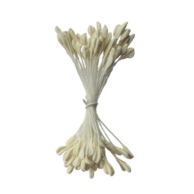 100 pistils plats coloris écru pour fleurs en papier B