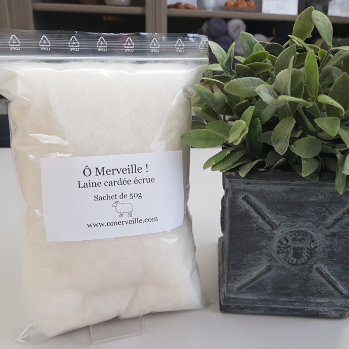 Kopie van Malabar gekaarde wol, zakje van 50 g, TWEEDE KEUZE
