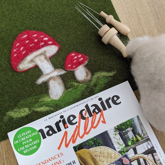 Coupon de feutre de laine vert kaki 50 x 75 cm