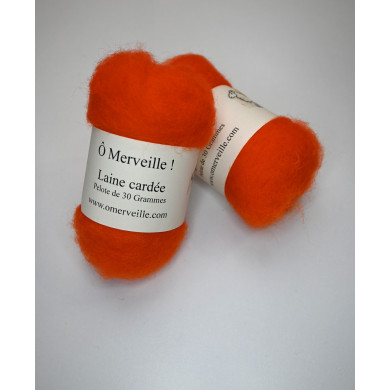Laine cardée orange